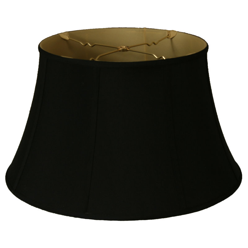 Abat-jour cloche en soie / shantung (araignée), Noir / doré, H 10 po x l 17 po x P 11 po