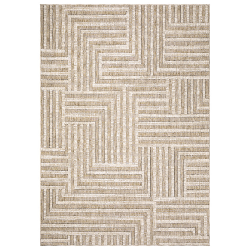 Tapis beige / ivoire Cueva, Rectangle 5 pi 3 po x 7 pi 7 po