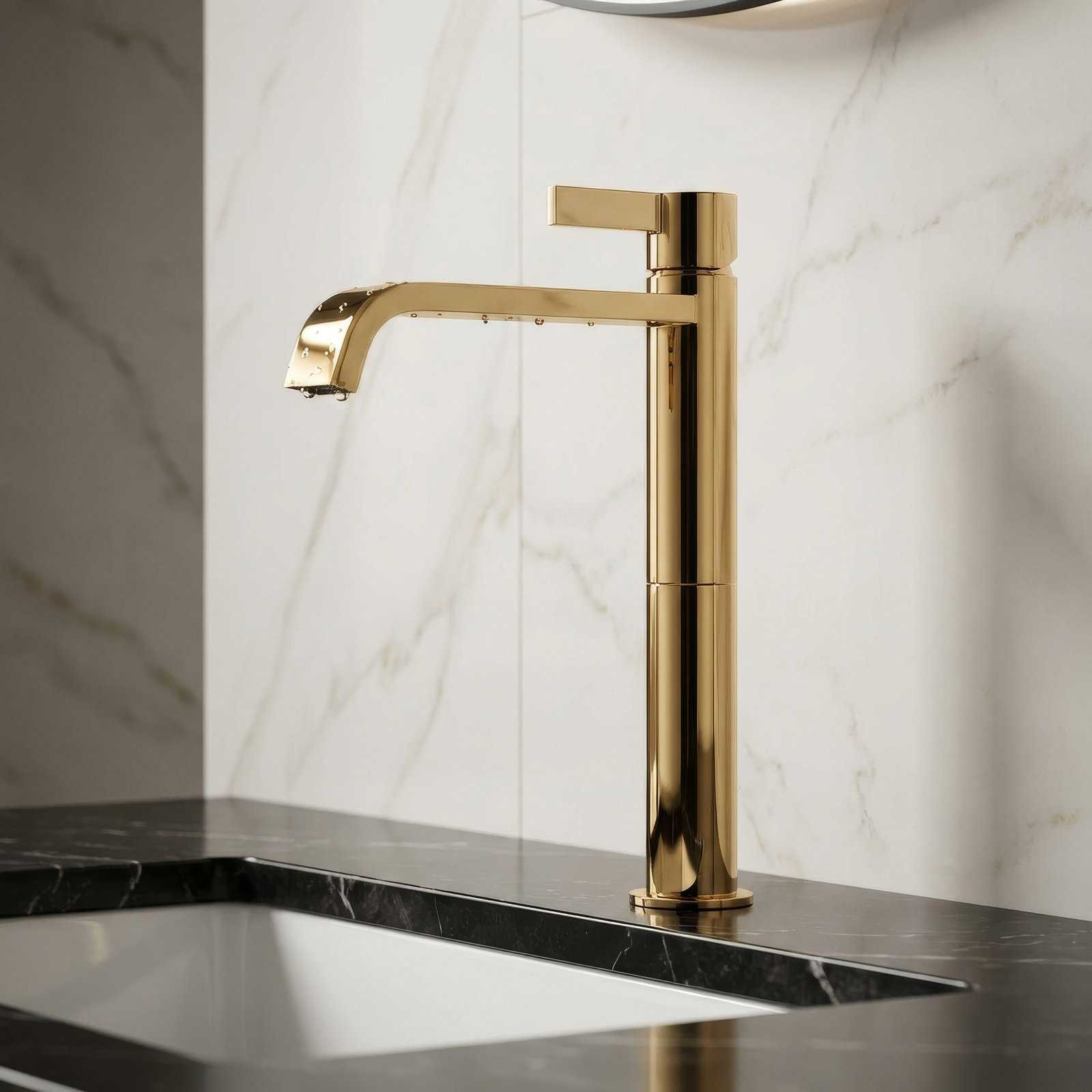 Single-handle Bathroom Faucet, Polished Gold