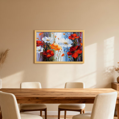 Plants &Flowers Vibrant Flowers In Bold Colors On Canvas