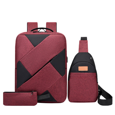 Backpack Backpack Three Piece Set, Large Capacity USB Student Backpack, Suitable For School And Outdoor Travel, Computer Bag For Men And Women With Large Capacity