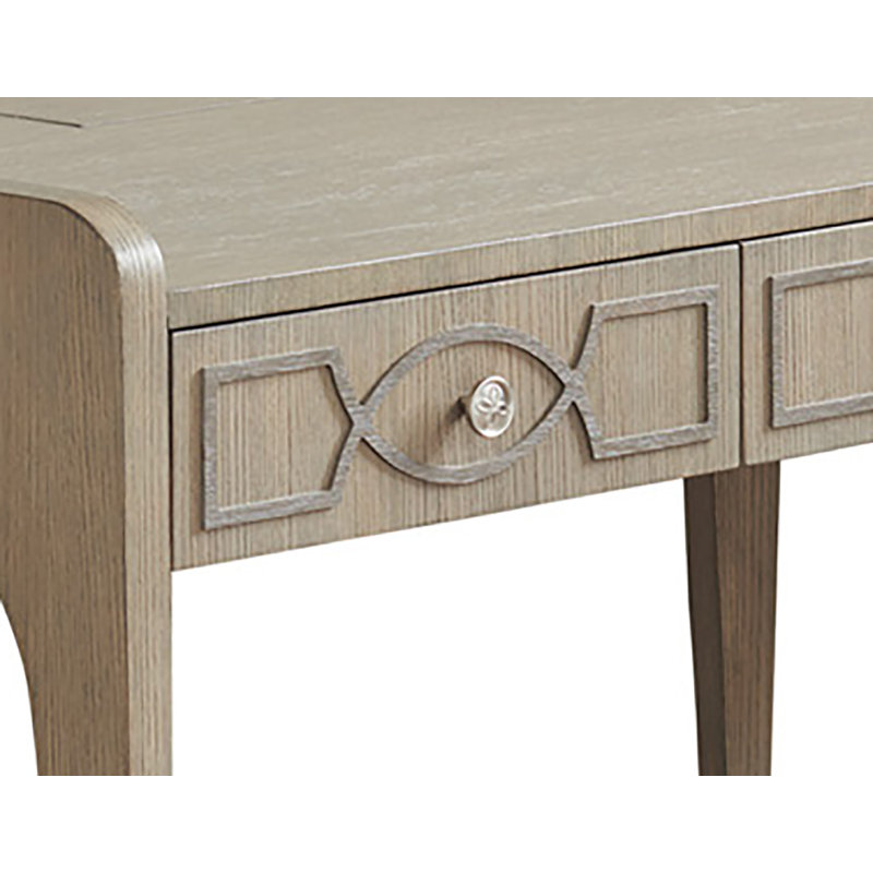 Gray Wood Transitional Home Office Desk with Drawers