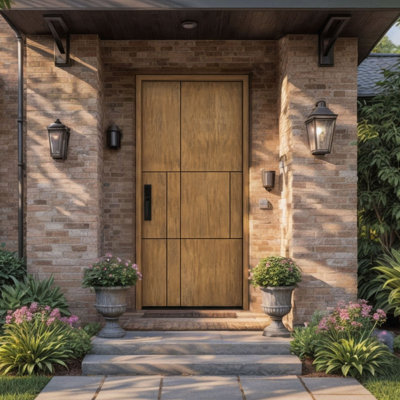Porte à panneau 80 po Paneo Slab Only Acajou - Contemporain, moderne, brut