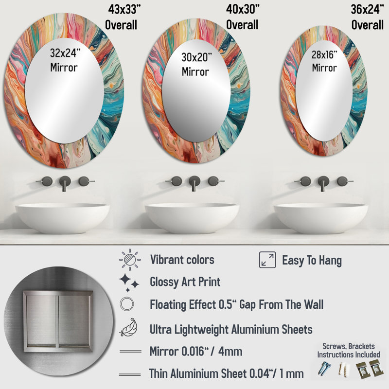 Miroir mural Teal, 36 po x 24 po