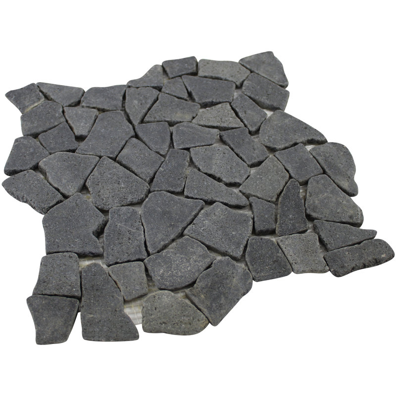 Rainforest 12" x 12" Natural Stone Pebbles Mosaic Wall & Floor Tile, Black