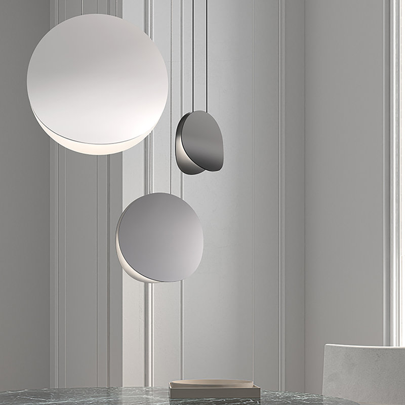 Malibu Discs 1 - Light LED Pendant, Satin White, 7.5" H x 7.5" W