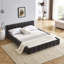 Grand cadre de lit tapissier grand avec tissu épais, lit plateforme grand format en chenille avec tête de lit et structure solide. Aucun sommier tapissier requis-929028123-929028121