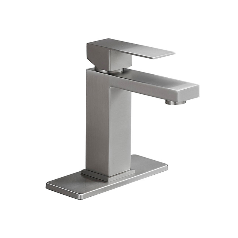 Robinet de salle de bain à poignée simple en acier inoxydable,  Nickel brossé