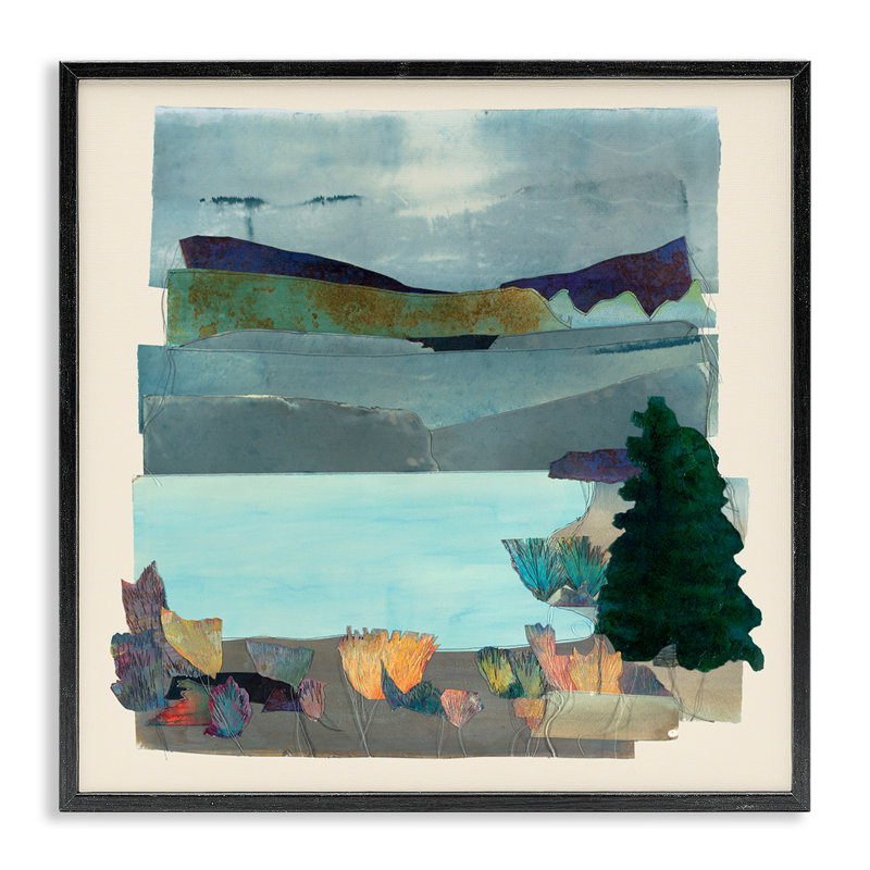 «Abstract Lake View Scene», art de la giclée encadrée par Sara Everett, Giclée encadrée noir minuit, H 24 po x l 24 po