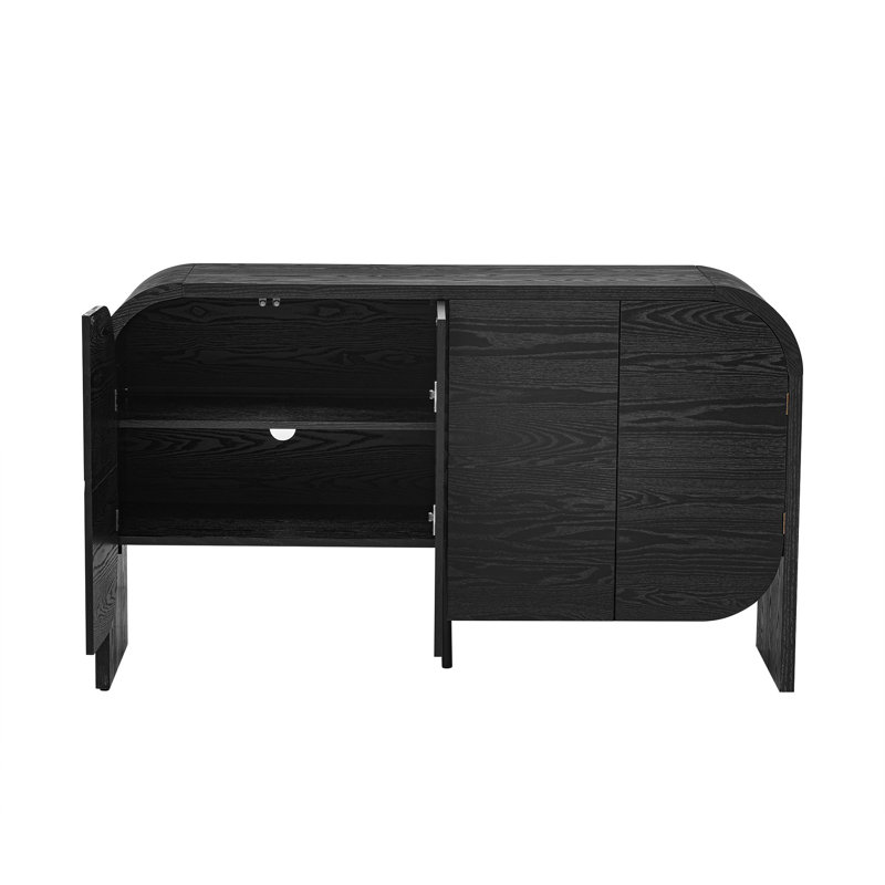 Buffet 4 portes avec grand rangement, Noir, noir, noir, noir