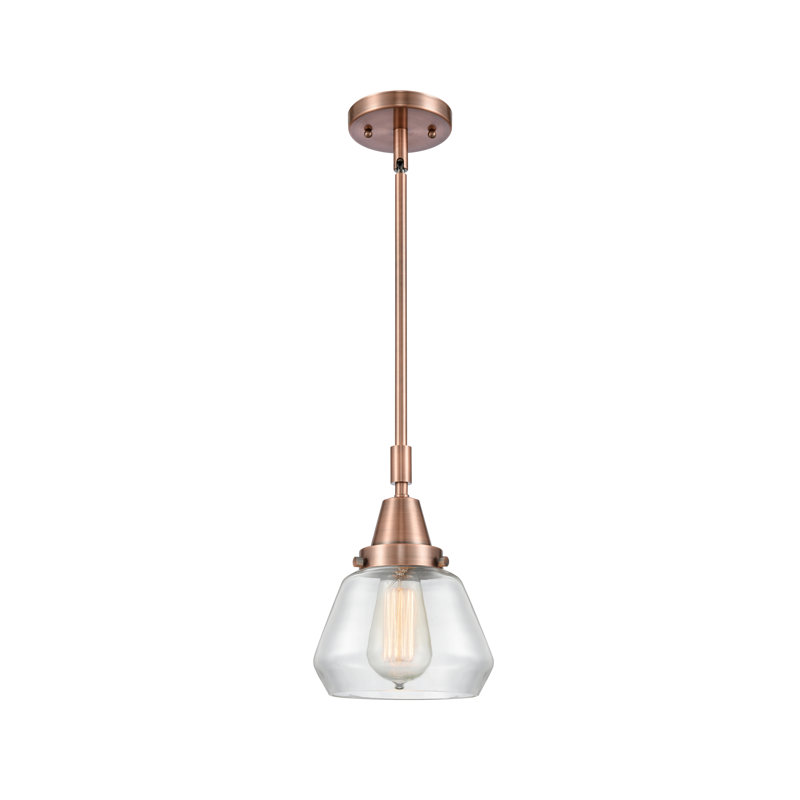 Luminaire suspendu conique à 1 lumière Cahn, Transparent, Cuivre antique, Ampoule non incluse
