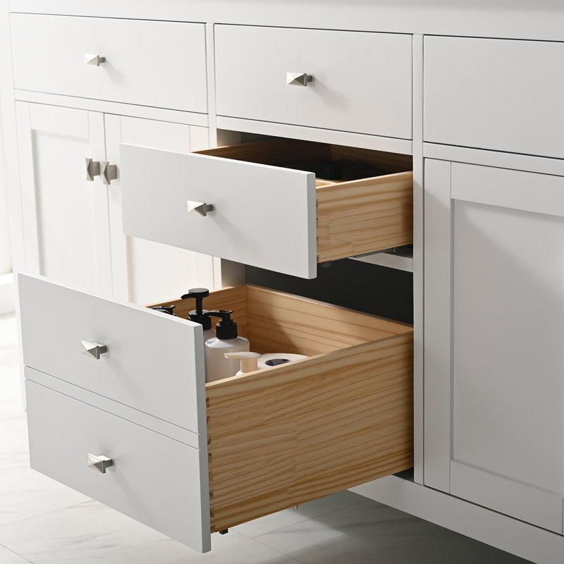 Meuble-lavabo double transitionnel gris Odilion, Blanc