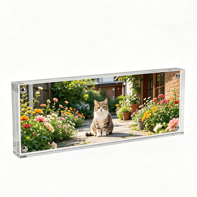 Cadre à photo en bloc de plexiglas et porte-affiche en acrylique - 8 po x 3 po 100834