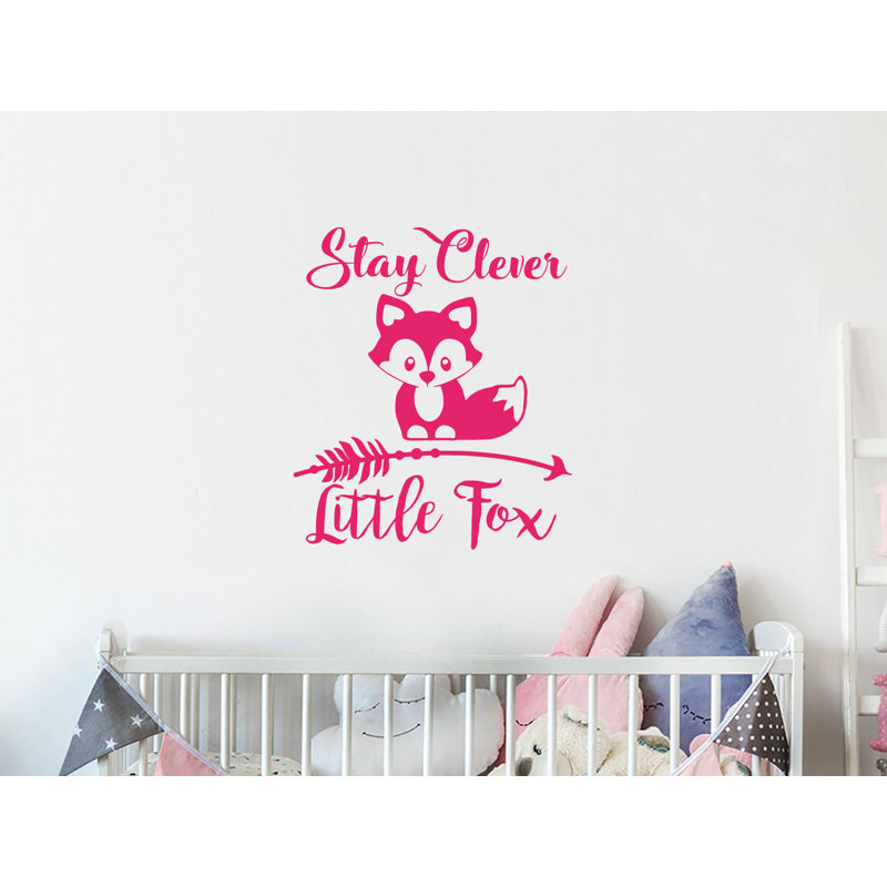 Décalcomanie murale chambre d’enfant reste intelligente little fox, Rose vif