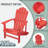 Adirondack Chair, Outdoor Oversized Patio Chair Poly Lumber Weather Resistant & Durable Fire Pits Chair,Red-2076355646