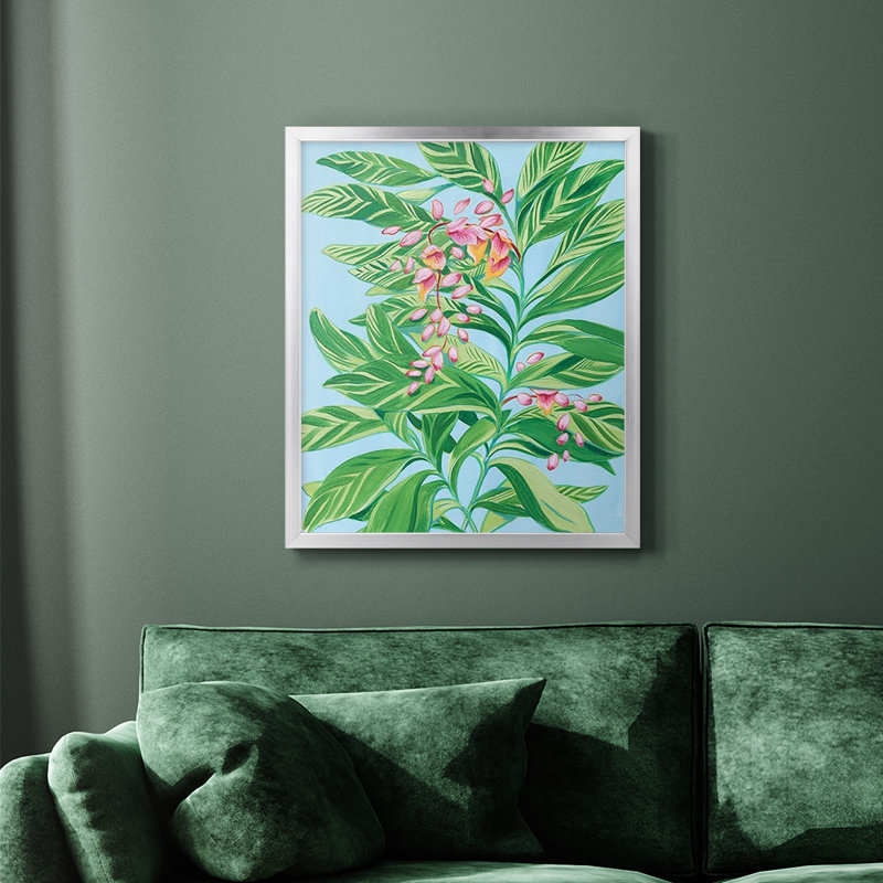Toile encadrée de qualité supérieure Tropical Shell Ginger II - prête à être accrochée, Argent, H 24 po x l 20 po