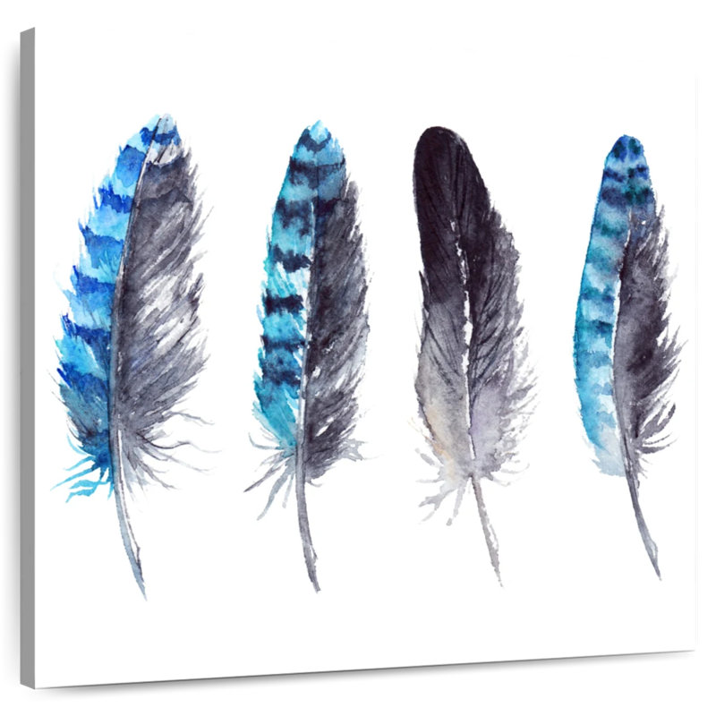 Kerner Blue Jay Feathers, 10" H x 10" W