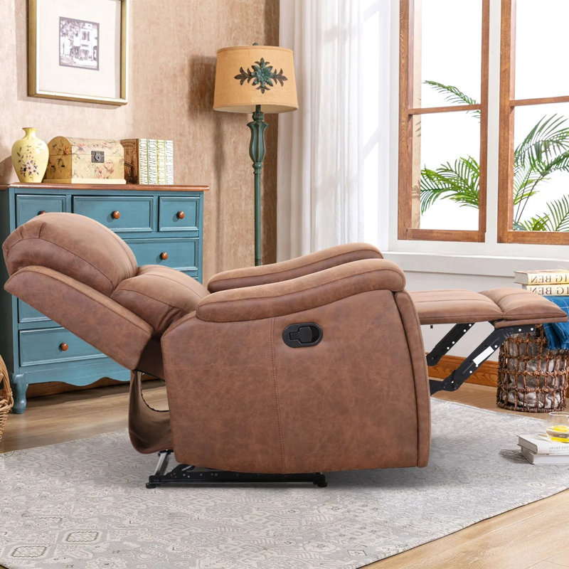 Fauteuil inclinable en similicuir 37 po Emony, Rouge