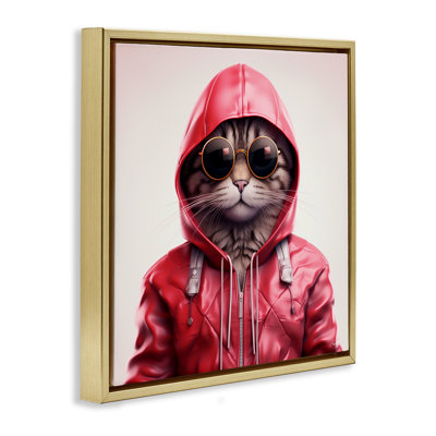 Hipster Cat dans un cadre flottant élégant, design par Roozbeh
