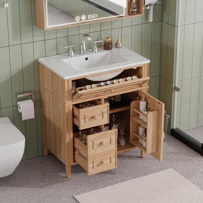 Caractéristiques du meuble-lavabo avec tiroir escamotable et fermeture en douceur