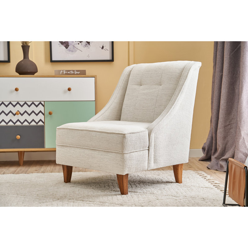 Fauteuil à oreilles, Mélange de polyester beige Nampreet