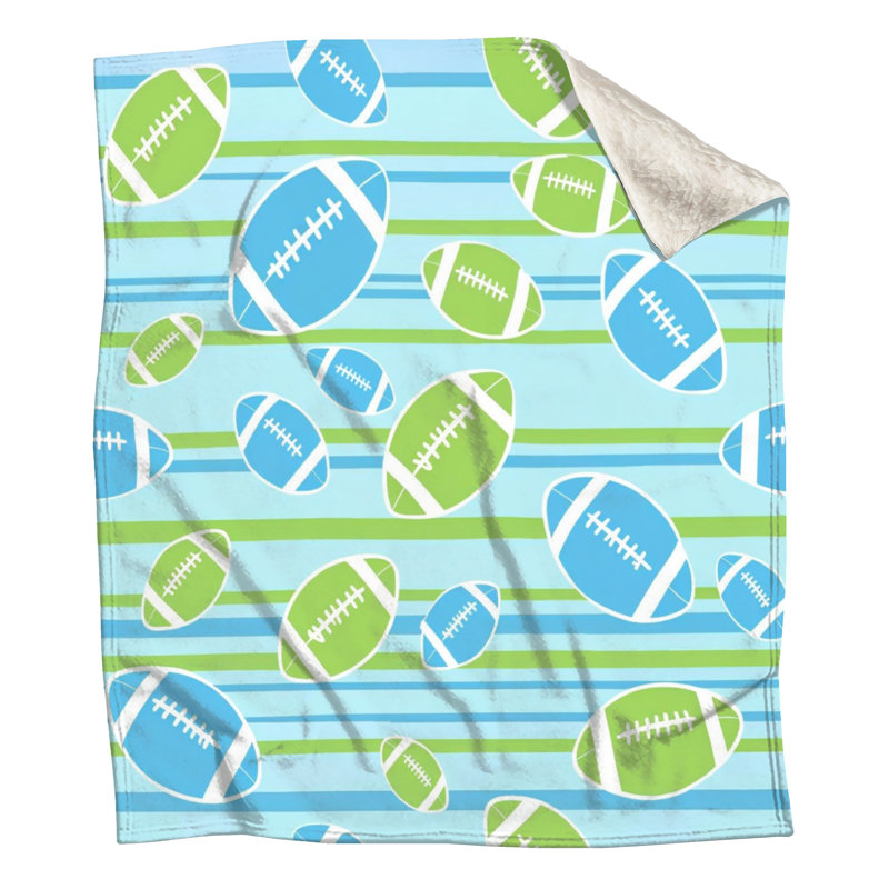 Couvertures rayées de football, L 60 po x H 80 po, Light Blue Light Green