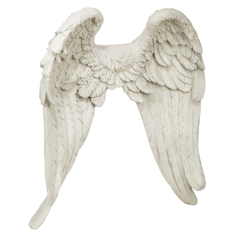 Off-White Resin Angel Wings Garden Statue, 26.5" Height