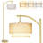 62.8“ Double Linen Drum Lampshade Arc Floor Lamp-2017686778