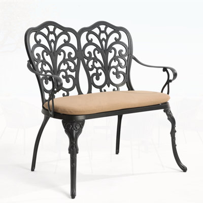 Patio Garden Bench Metal Park Bench by World Menagerie