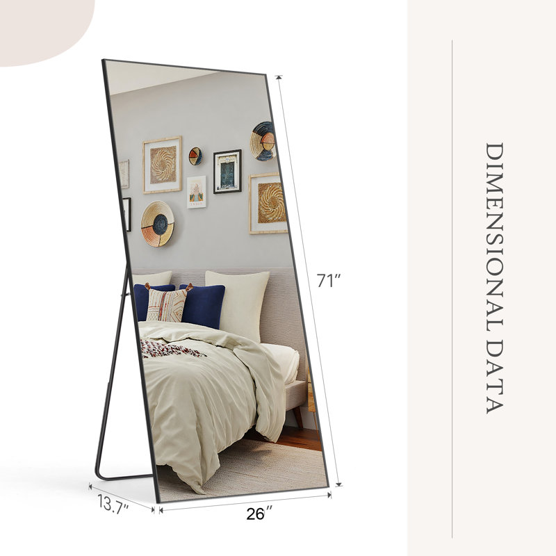 Metal Rectangle Full Length Mirror (Set Of 2), Black, 71" x 26"