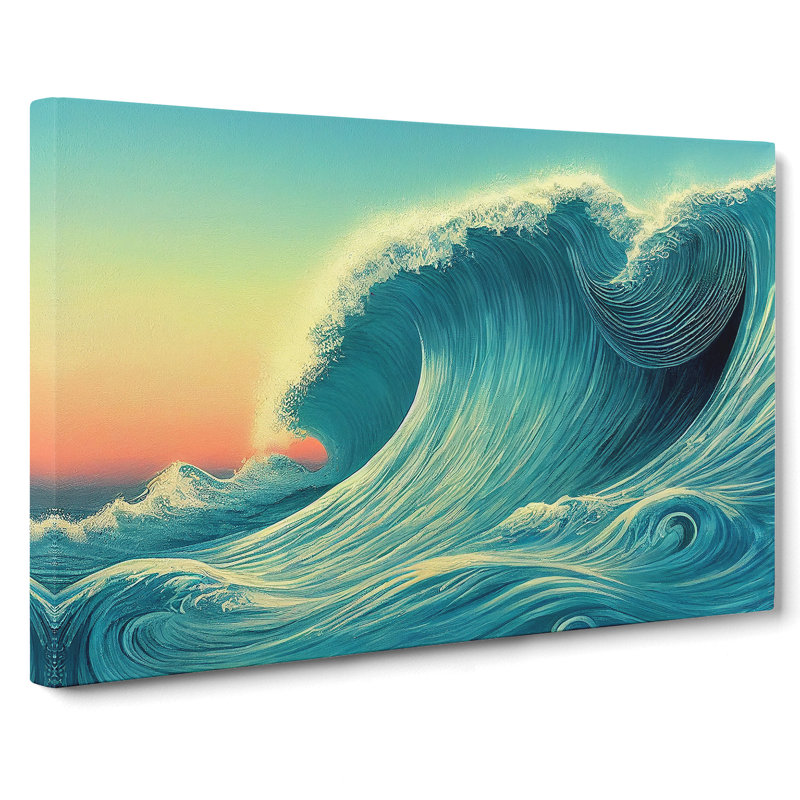 Modern Ocean Wave - Wrapped Canvas Painting, 35cm H x 50cm W x 3cm D