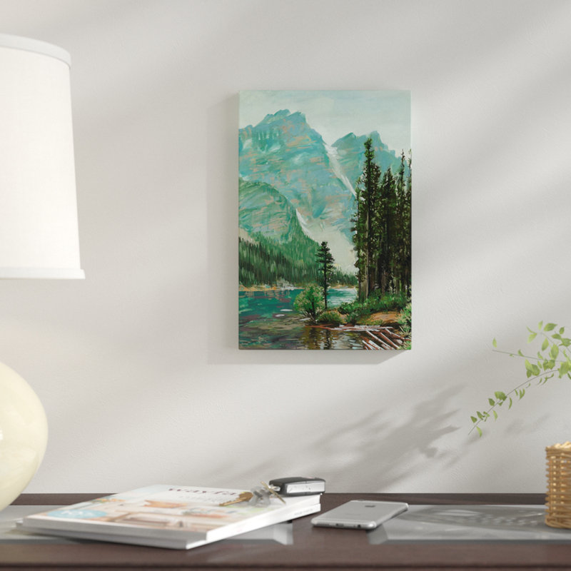 «Mountainscape III», reproduction d'aquarelle sur toile tendue, H 26 po x l 18 po x P 1,5 po, Toile tendue, Pas de tapis