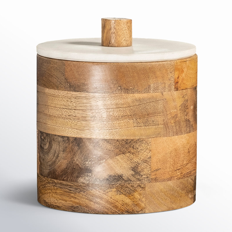 Sandook Solid Wood Hat Box, 6.69" H x 5.9" W x 5.9" D