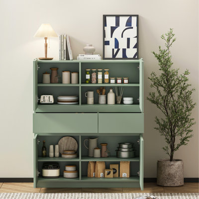 Armoire spacieuse pâle avec 4 portes et 2 tiroirs pour le rangement en bois des articles du quotidien