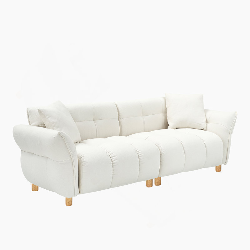 Canapé en tissu de 93,70 pouces de long, avec deux coussins assortis et trois sièges spacieux et confortables, pour le salon de bureau 