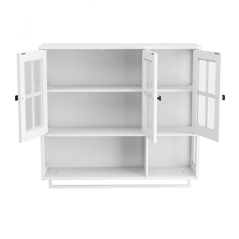 Armoire murale en bois 3 portes, Blanc