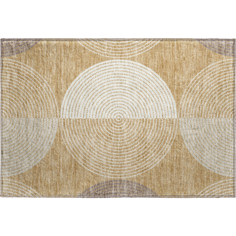 Premium Machine Washable Mayfield AMF2281 Geometric Rug, 1'8" x 2'6", Gold