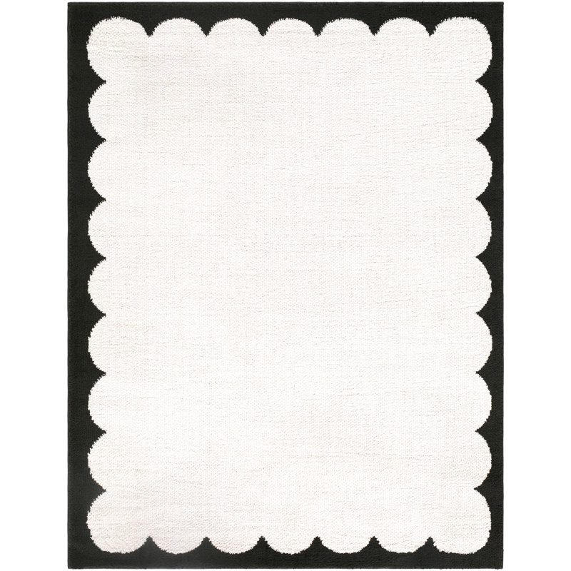 Catrin Machine Woven Rug, Rectangle 5'3" x 7', Black/Cream