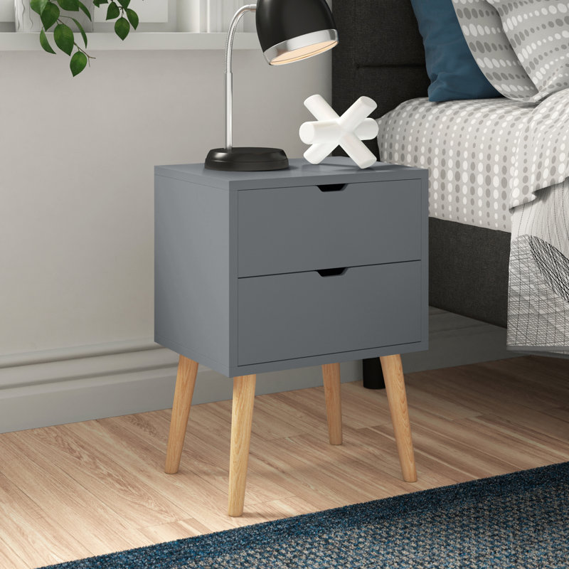 Lalani 40cm W Bedside Table, Dark Grey
