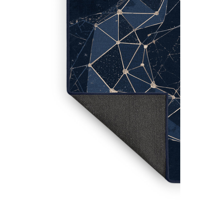 Tapis bleu moelleux et moelleux à motif abstrait et moderne Churchton, 5 x 7
