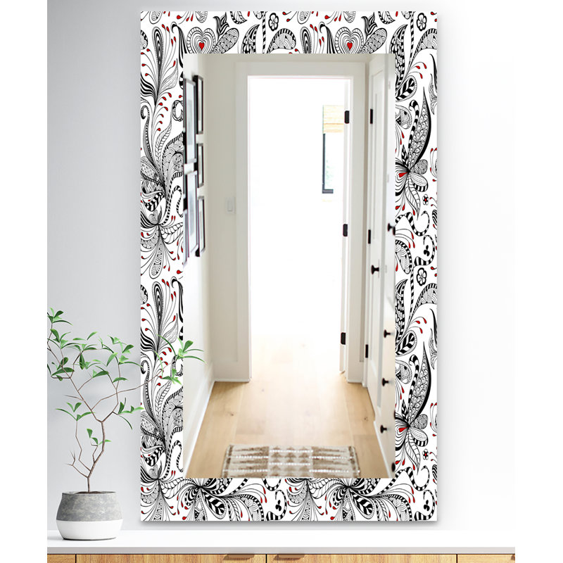 Miroir mural bohémien et éclectique floral, H 39,4 po x l 29,5 po