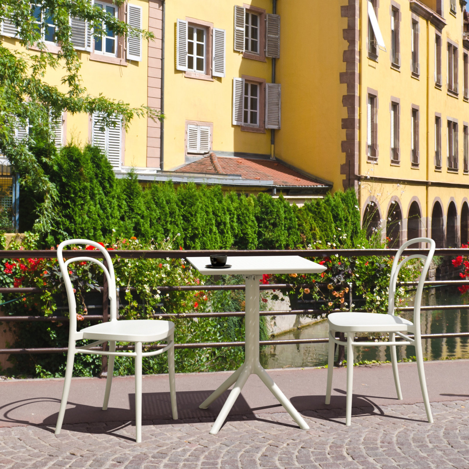 Farrah Stackable Patio Side Chair, Chair White