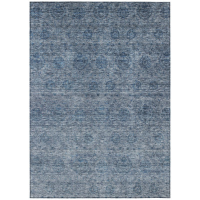 Glenra Blue Washable Indoor-Outdoor Rug - 
