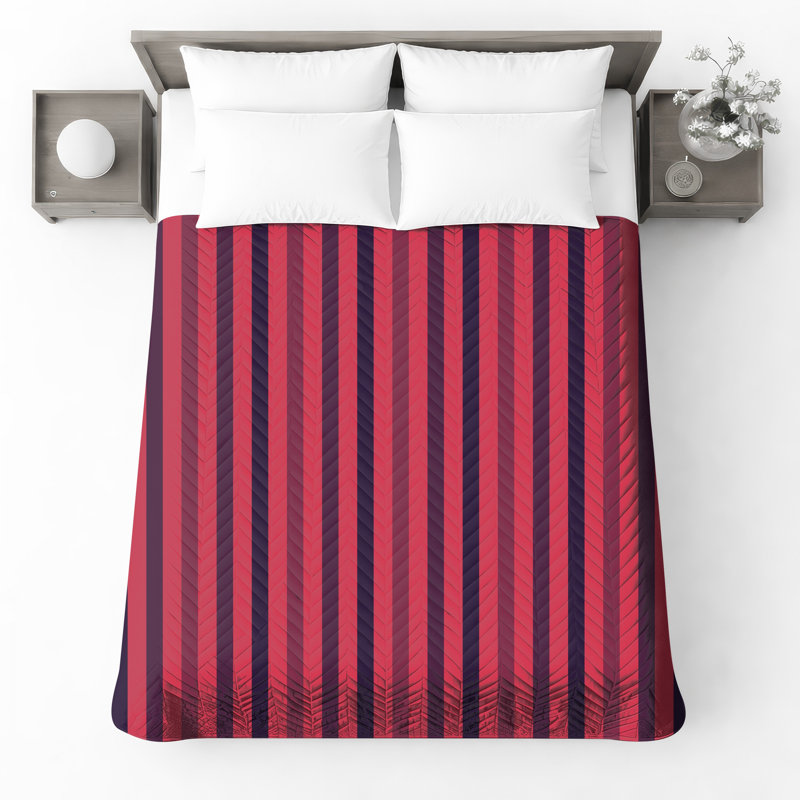 Red Navy Stripes Quilted Bedspread All Sizes, King