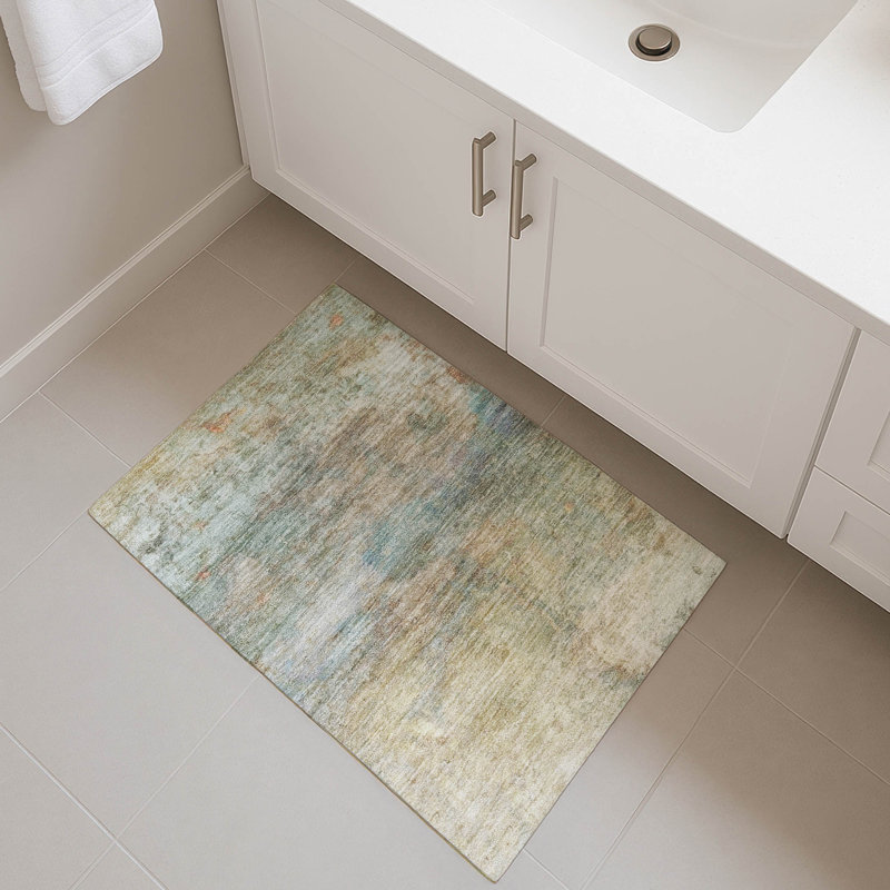 Tapis abstrait lavable à la machine de qualité supérieure Mayfield AMF2100, Blé, 1 pi 8 po x 2 pi 6 po