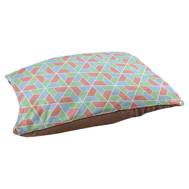 Coussin pour chien Byrge Trapezoids, Grand (l 40 po x P 30 po x H 32,5 po), Bleu vert / orange / bleu