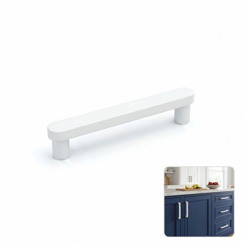 ROUS Hardware Mid-Century Modern Cabinet Handle 1-Count, 5'', Snow (White)
