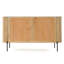 Commode 6 tiroirs Asti, bois de manguier brun chêne massif, marbre blanc