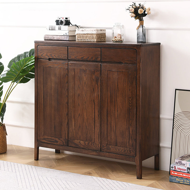 Nut-brown Solid Wood Shoe Storage Bench, Nut Brown