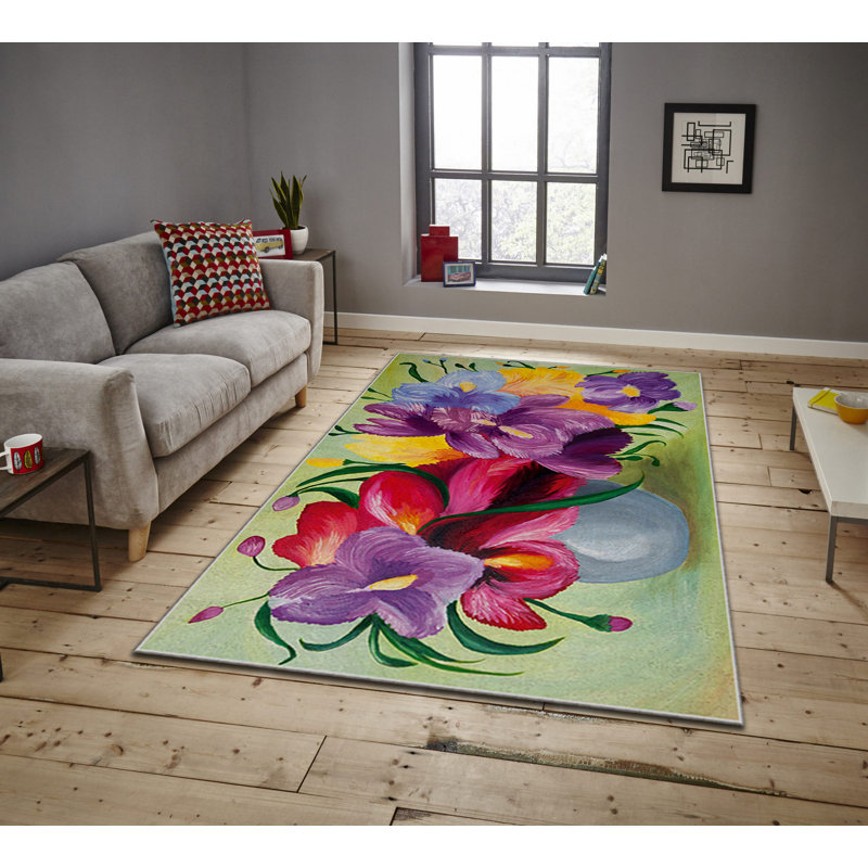 Luxurious Non-Slip Area Rug, 4.0 x 5.9 Feet, 100% Polyester, 740g/m² | Velvet Fabric with Digital Print | Easy-Clean Laminated Sponge Underside, Machine Washable | Perfect for Living Room, Bedroom & Home Decor